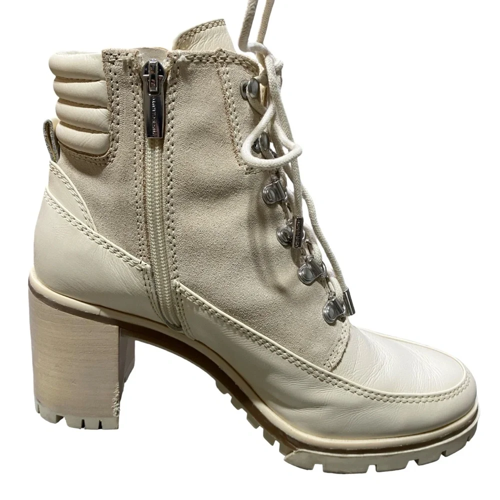 Vince‎ Camuto Cream lace up combat heel boot Size 9
